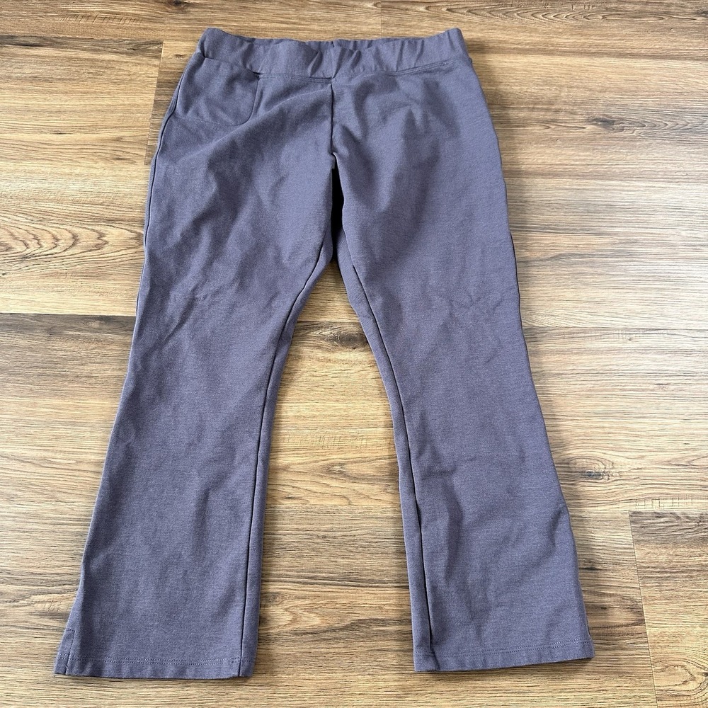 American Giant No BS Pant Gray Pull On Ponte Knit Bootcut Crop SZ 16 Office EUC
